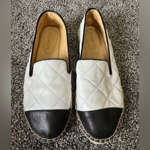 TALBOTS IZZY QUILTED SOFT NAPPA ESPADRILLES BLACK/WHITE SIZE 7